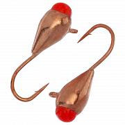 Капля с ушком d 4,0 мм, вес 1,04 гр, медь с красной каплей /10 шт/